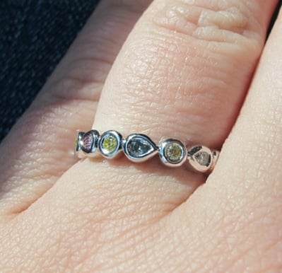 Cokitty Custom Fancy Colored Diamond Ring Hand Shot Cokitty Custom Fancy Colored Diamond Ring Hand Shot