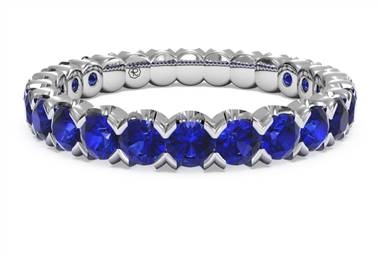 Classic blue sapphire stackable ring set in palladium at Ritani 