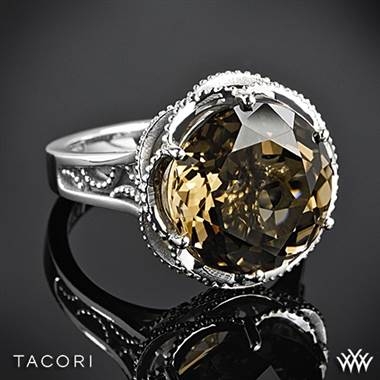 Tacori truffle smokey quartz ring set in sterling silver with 18K yellow gold accents at Whiteflash 