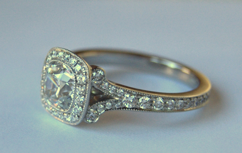 Cushion Cut Diamond Halo Engagement Ring