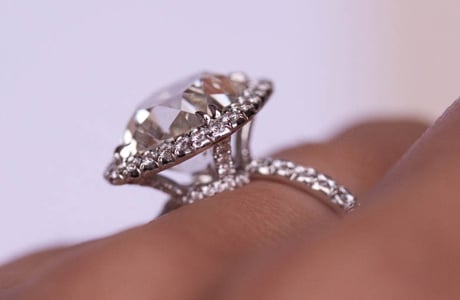 Antique style Cushion cut diamond halo ring