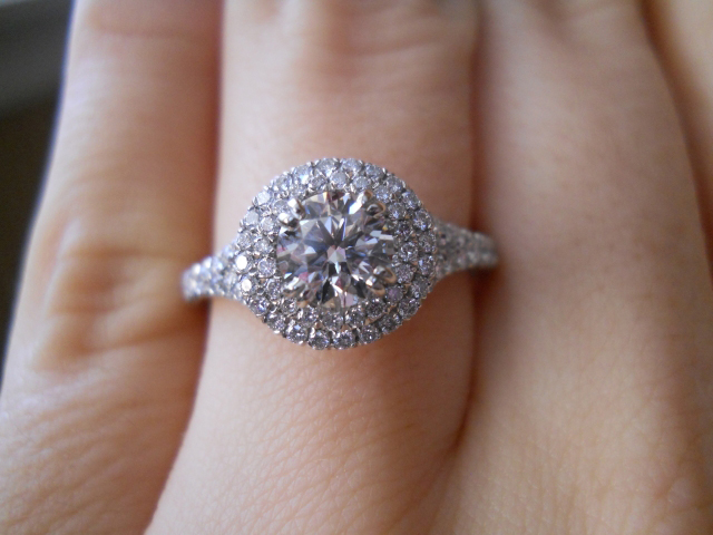 Diamond double-halo engagement ring shared by Laila619