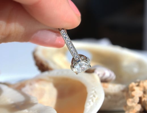 Custom diamond engagement ring side detail