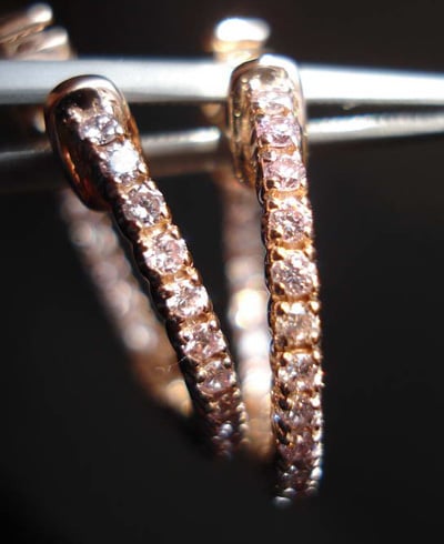 Pink Diamond Hoop Earrings