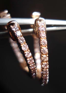 Pink Diamond Hoop Earrings by Diamonds by Lauren