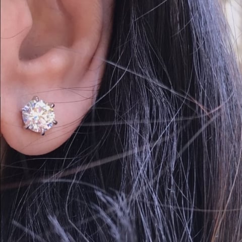 Diamondseeker 2.55 ctw ACA Stud Earrings on ear view