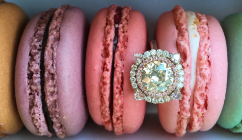 Double halo diamond ring with pink diamonds - image by madelise