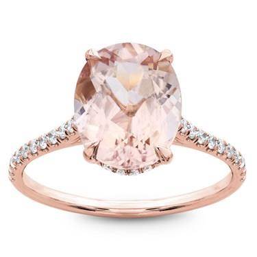 Morganite French cut pave engagement ring at Adiamor