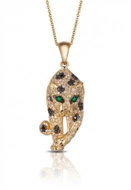 Signature 14K yellow gold diamond and emerald pendant at EFFY