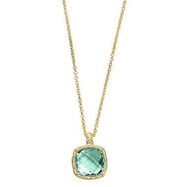 Genuine green amethyst pendant set in 14K yellow gold at B2C Jewels   