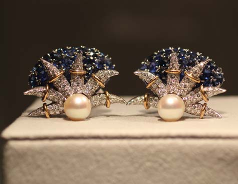 Elizabeth Taylor Exhibition - Jean Schlumberger Sapphire and Diamond Ear Clips