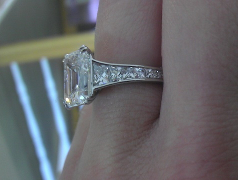 Custom Emerald Cut Diamond Ring with French Cut Diamonds