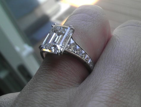 Emerald Cut Diamond Ring with French Cut Diamonds