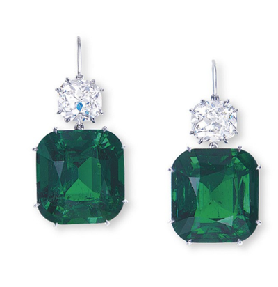 Emerald Diamond Ear Pendants Christie's Hong Kong November 29, 2011