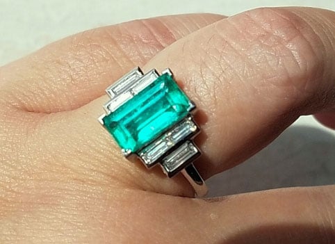 mochiko42’s Custom 2.22 Carat Colombian Emerald and Diamond Ring (Top Side View) - image from mochiko42