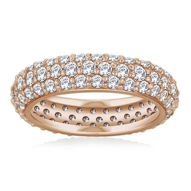 Pave set rounded diamond eternity ring set in 18K rose gold at B2C Jewels  