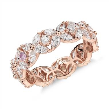 Monique Lhuillier Petal Garland Diamond Eternity Ring set in 18k Rose Gold at Blue Nile 