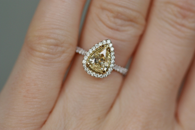 Fancy Light Yellow Diamond Halo Ring