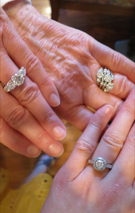 5 generations of wedding rings shared by Bonfire