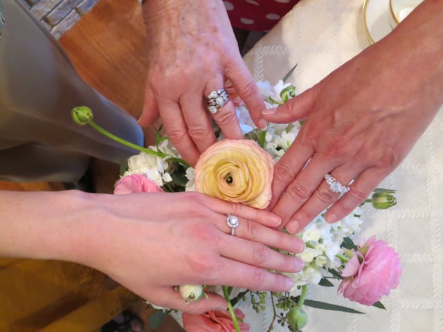 5 generations of wedding rings shared by Bonfire