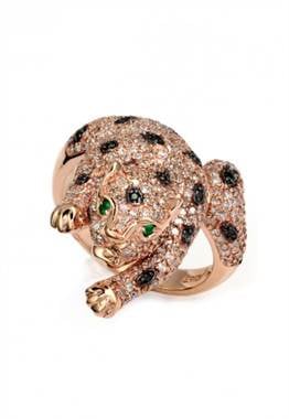 Signature 14K rose gold diamond and emerald ring at EFFY