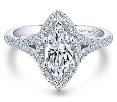 Gabriel & Co. 14k White Gold Diamond Halo Engagement Ring