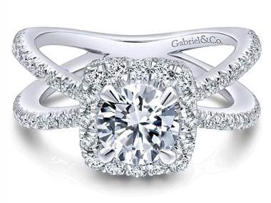 Gabriel & Co. 14k White Gold Diamond Split Shank Engagement Ring