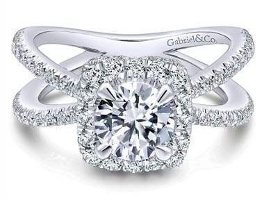 Gabriel & Co. 14k White Gold Diamond Split Shank Engagement Ring