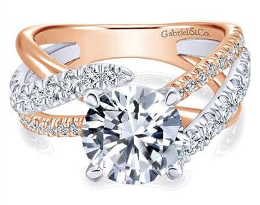 Gabriel & Co. 14k White/pink Gold Diamond Free Form Engagement Ring