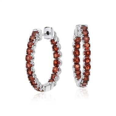 Garnet hoop earrings in sterling silver at Blue Nile 