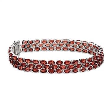 Trio oval garnet bracelet in sterling silver at Blue Nile 