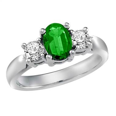 Genuine emerald and diamond ring set in platinum at B2C Jewels  