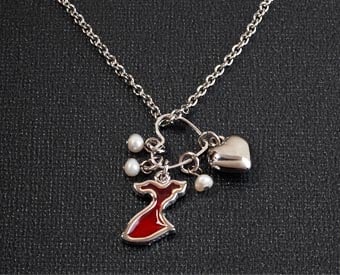 Go Red Cluster Necklace for Women's Heart Disease Awareness
