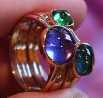 Cabochon and Diamond Stacking Rings