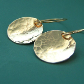 Gold Hammered Disc Earrings