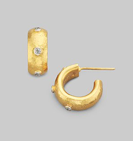 Gurhan 24K gold diamond hoop earrings