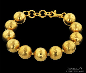 Gurhan 24k yellow gold hammered ball bracelet