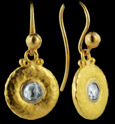 Gurhan rose cut diamond earrings in 24k gold