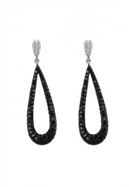 Caviar black and white diamond earrings set in 14K gold at EFFY
