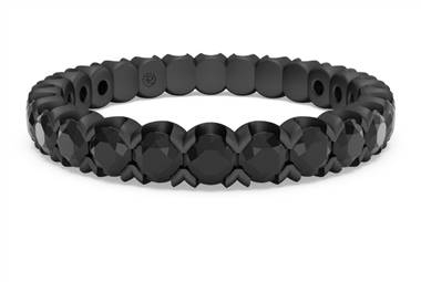 Classic black diamond stackable ring with black finish in 18K white gold at Ritani 