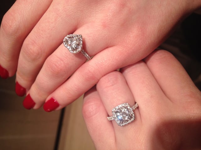 Halo diamond engagement rings shared by doubledouble