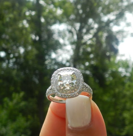 Victor Canera Pave Halo Diamond Engagement Ring