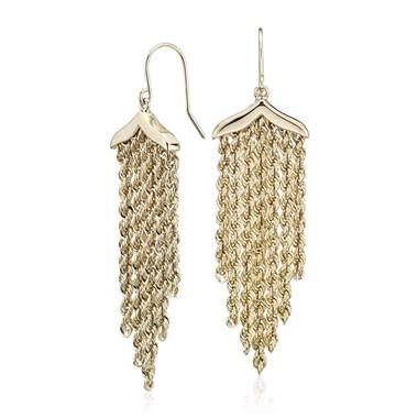 Wear: Fringe rope chandelier drop earrings set in 14K yellow gold at Blue Nile 