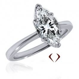 Marquise diamond solitaire ring set in 14K white gold at I.D. Jewelry 