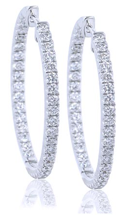 I.D. Jewelry Diamond Hoop Earrings