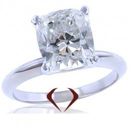 Cushion diamond solitaire ring set in 14K white gold at I.D. Jewelry 