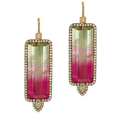 Jemma Wynne watermelon tourmaline diamond earrings 