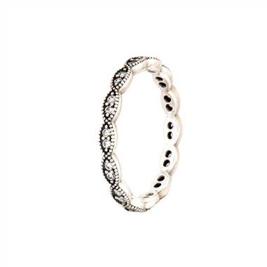 Sterling silver sparkling leaves stackable ring with clear cubic zirconia at Pandora  