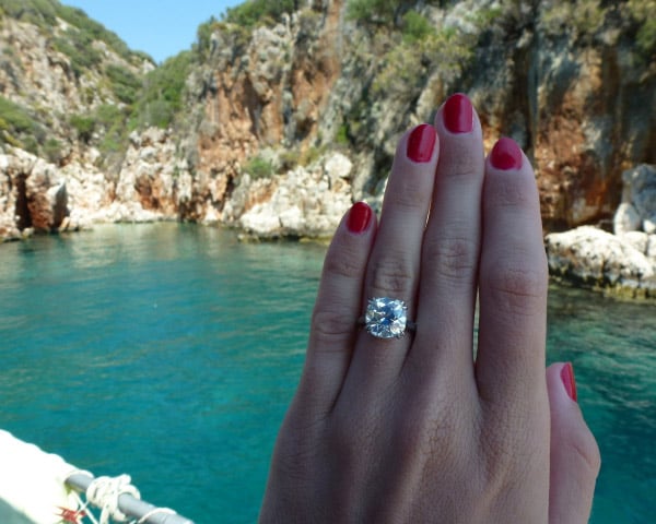 Poppy, an antique cushion-cut diamond, on the Mediterranean