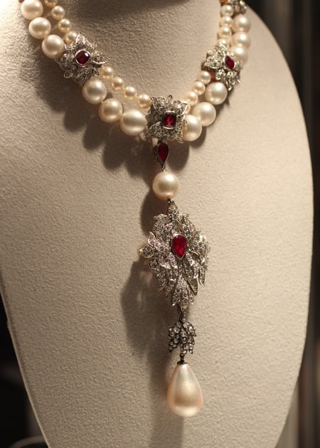 La Peregrina Pearl Necklace sold for $11.8 million at Christie's Auction of Elizabeth Taylor's Jewelry